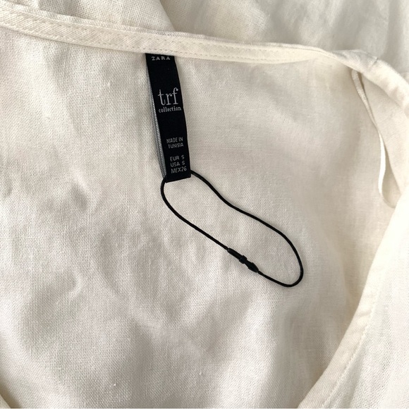 Zara TRF Trafaluc linen viscose cotton midi ivory white dress with buttons - Picture 8 of 12